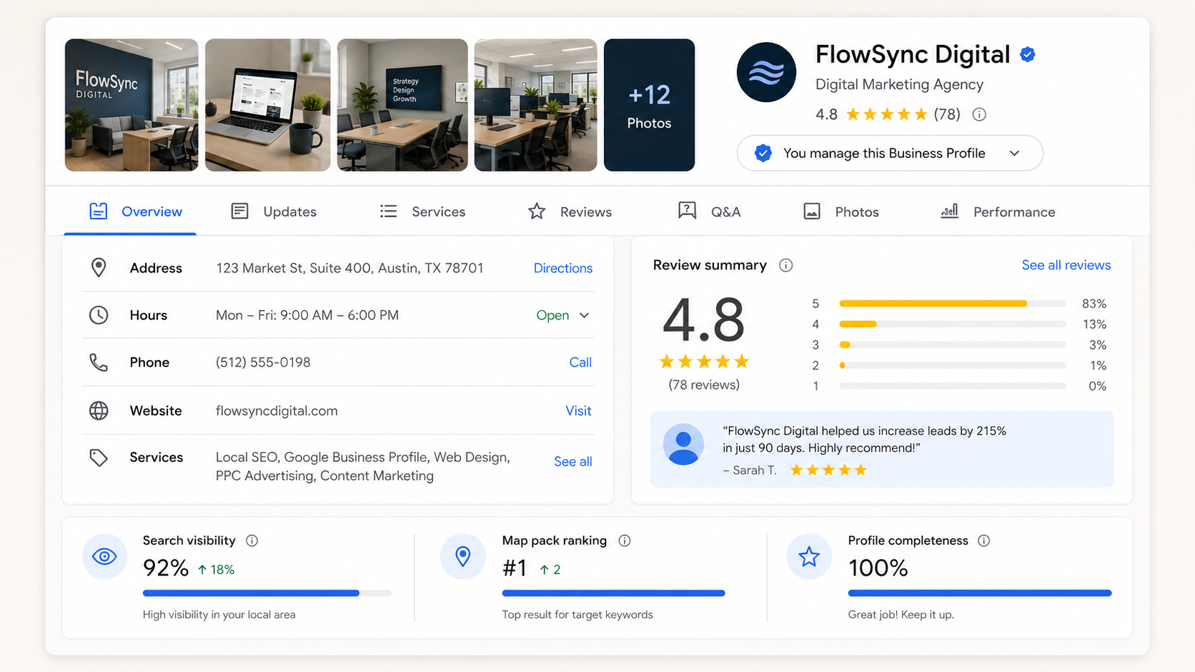 Google profile overview preview